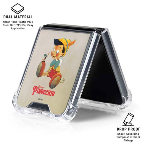 Disney Pinocchio Vintage Portrait Galaxy Z Flip6 Clear Case